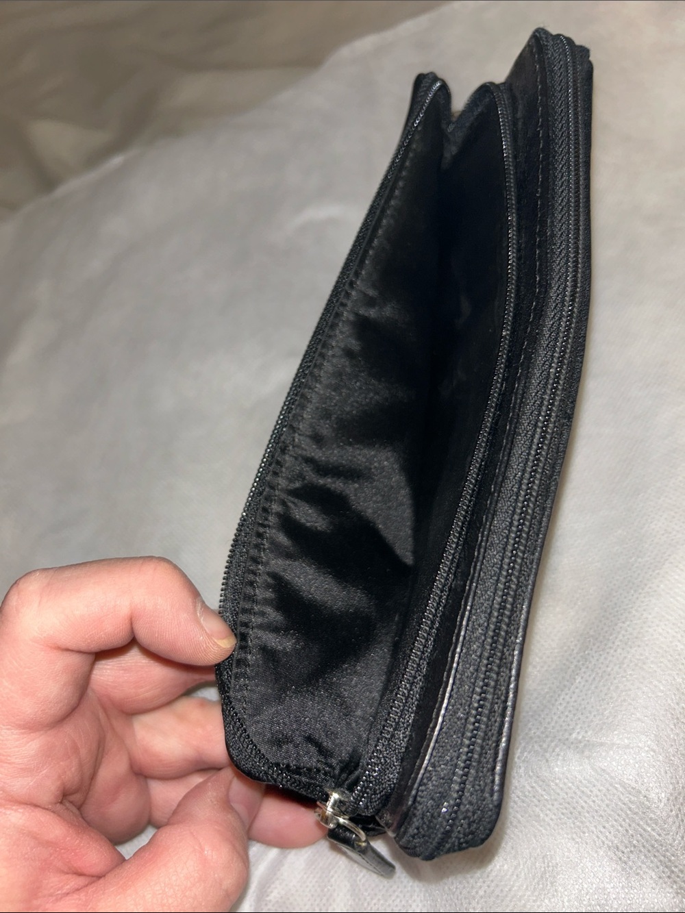 Coach Black & Gray Signature Zip Wristlet Pouch - Picture 9 of 12